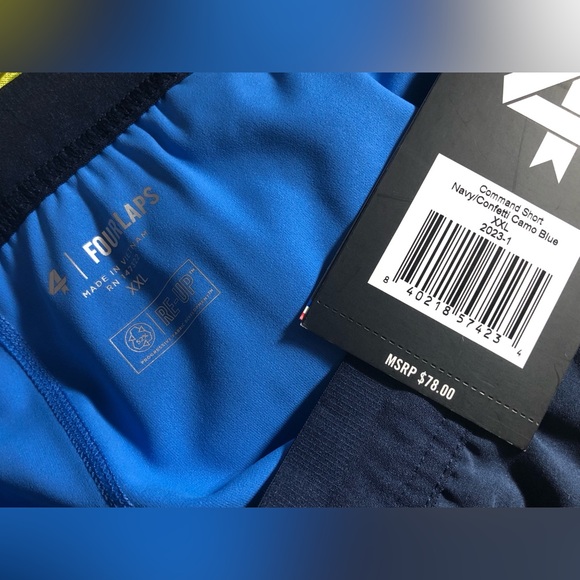 NWT FourLaps Command Shorts in Navy / Confetti Camo Blue - Size XXL - Picture 6 of 7